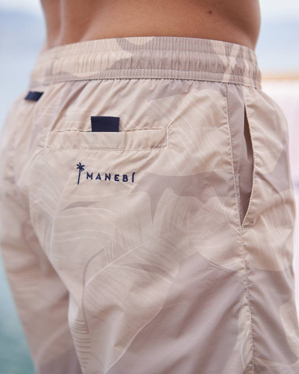 Manebí Printed Swim Shorts - Printed Recycled Ultra Light Beige Banana Leaves Economico