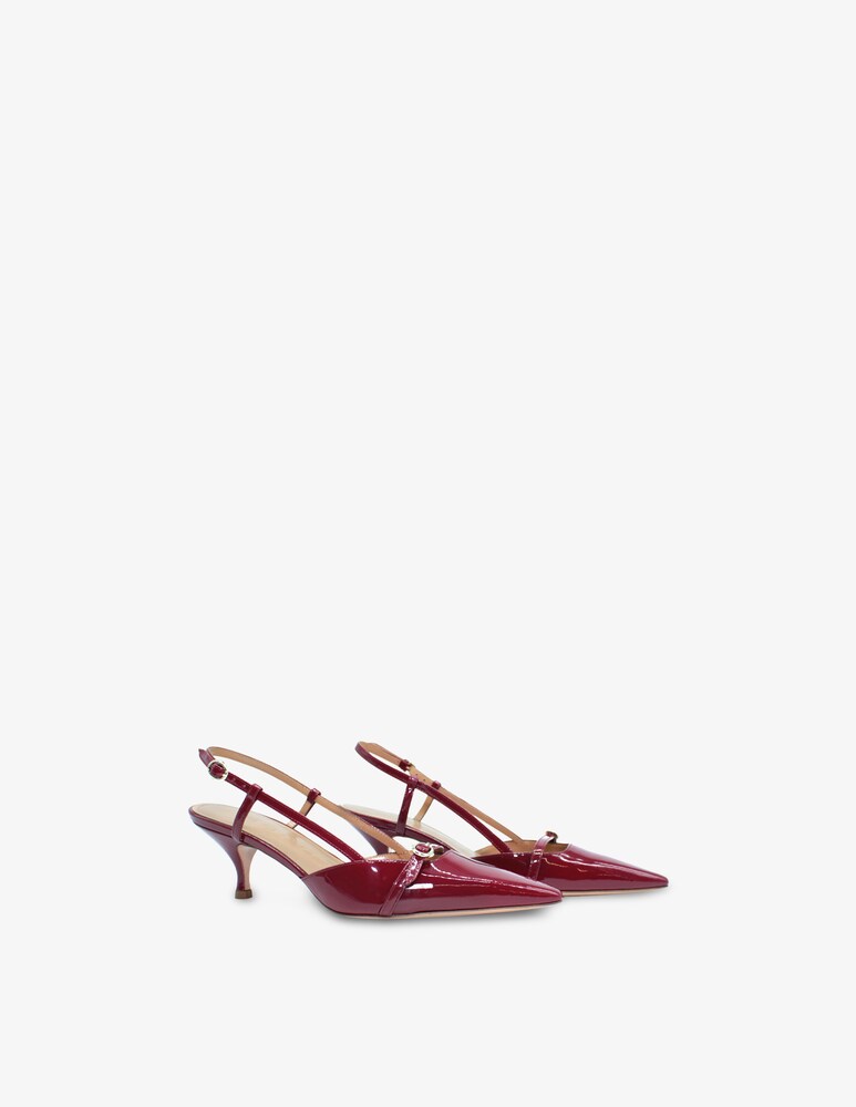 A. Bocca Slingback in vernice con tacco kitten Vendita