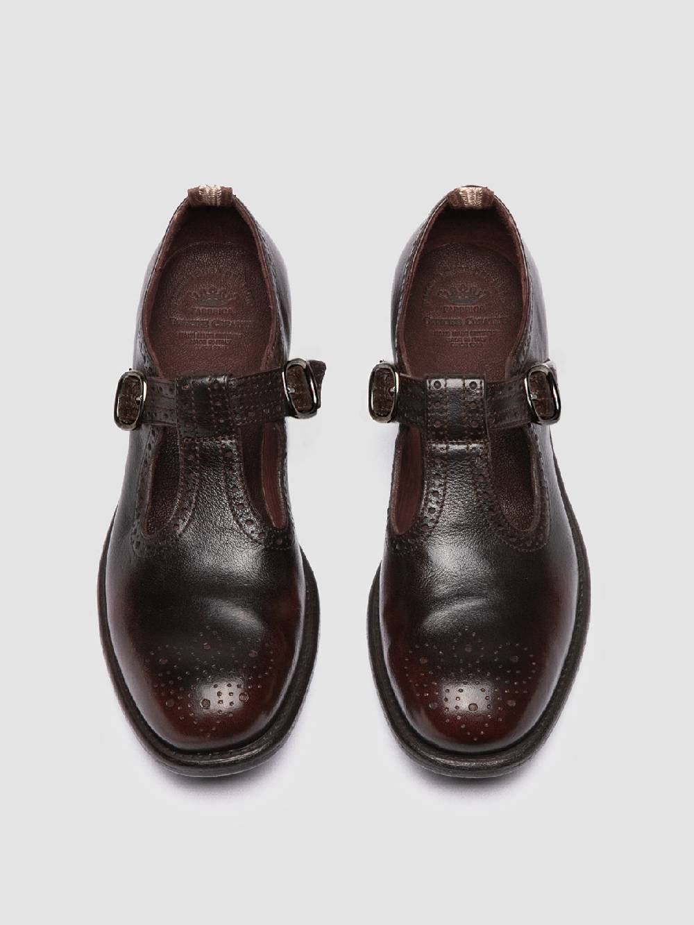 Officine Creative CALIXTE 071 Sandali T-Bar in Pelle Marrone Saldi Di Fabbrica