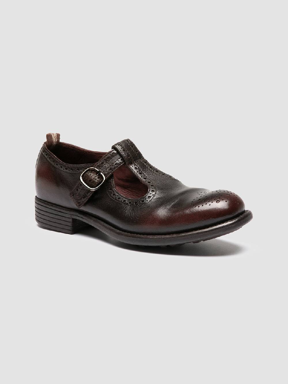 Officine Creative CALIXTE 071 Sandali T-Bar in Pelle Marrone Saldi Di Fabbrica