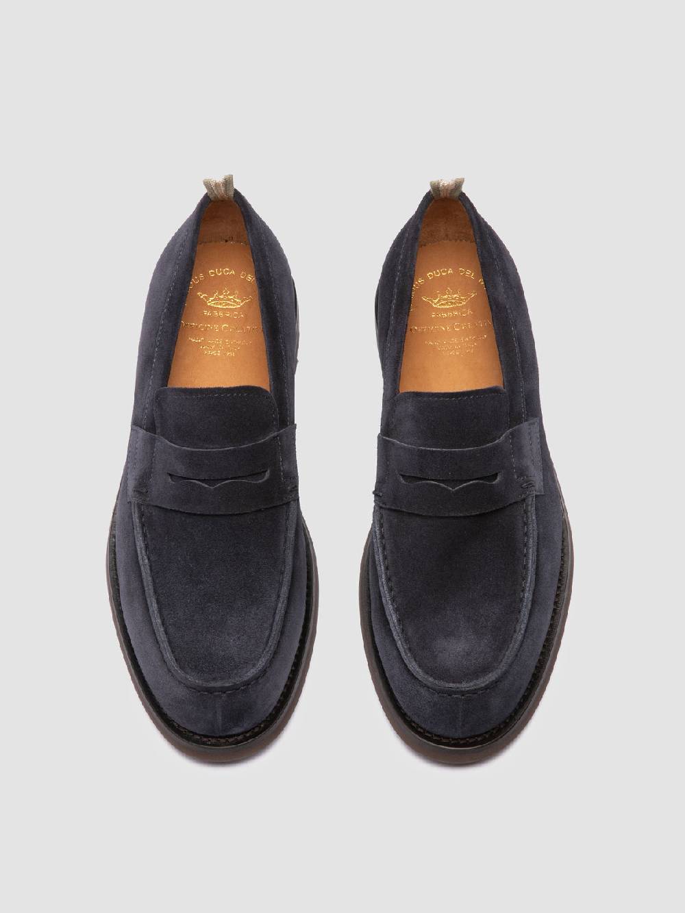Officine Creative BELMONDO 006 Mocassini Penny in Pelle Scamosciata Blu 2025