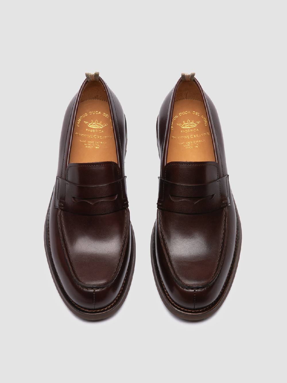 Officine Creative BELMONDO 006 Mocassini Penny in Pelle Scamosciata Marrone In Linea