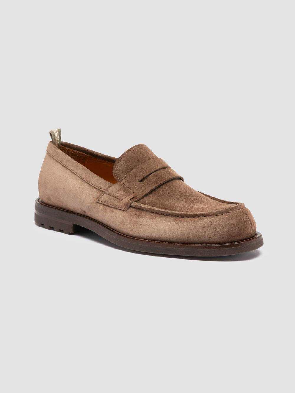 Officine Creative BELMONDO 006 Mocassini Penny in Pelle Scamosciata Tortora Nuovo