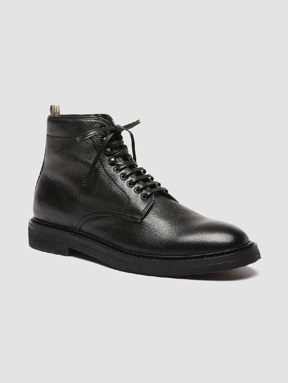 Officine Creative HOPKINS FLEXI 203 Stivaletti Stringati in Pelle Nera Presa