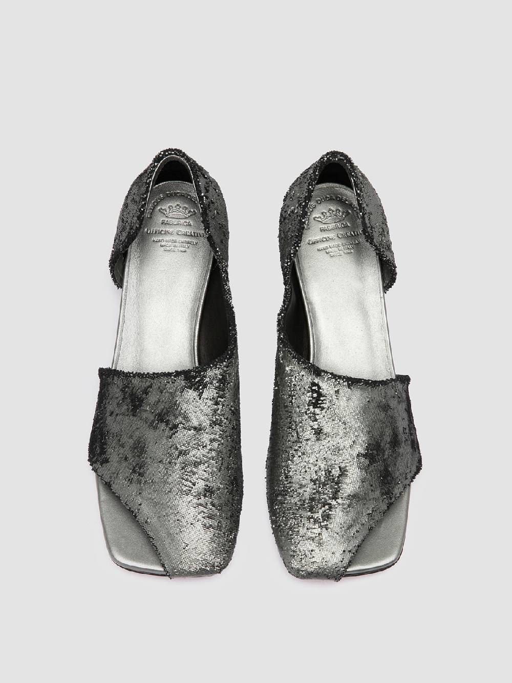Officine Creative TESSA 009 Silver Leather Mule Sandals Vendite Flash
