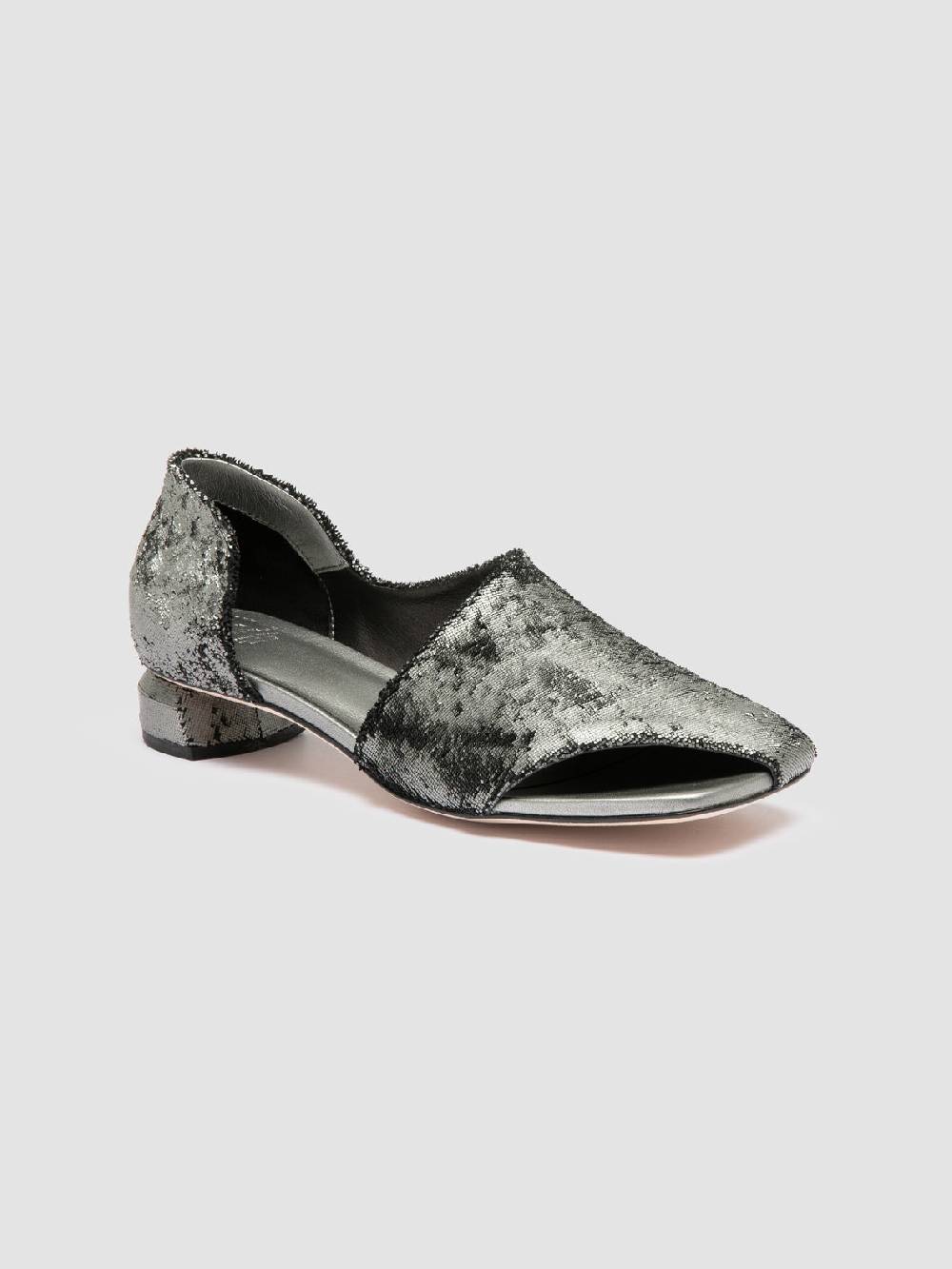 Officine Creative TESSA 009 Silver Leather Mule Sandals Vendite Flash