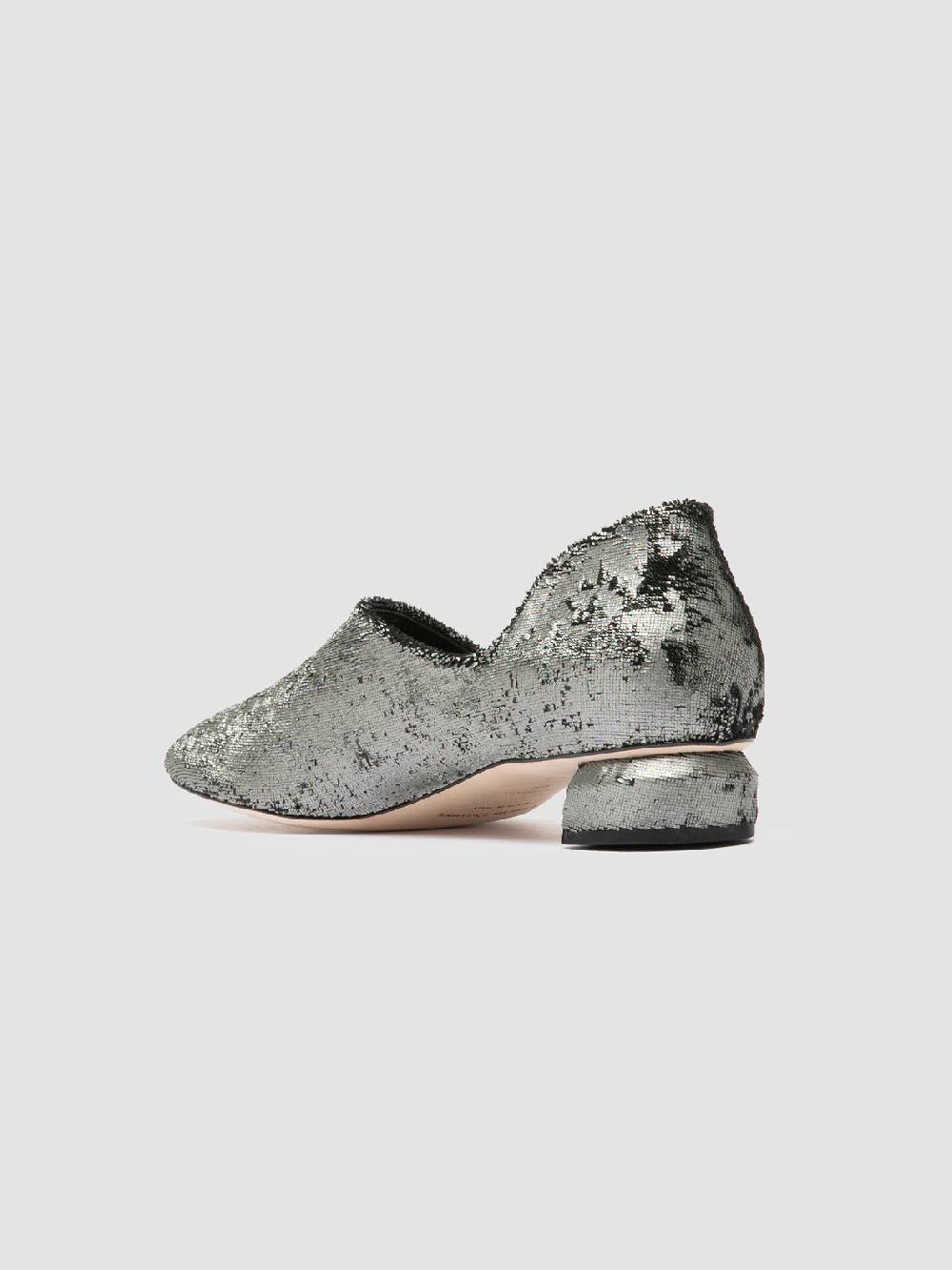 Officine Creative TESSA 009 Silver Leather Mule Sandals Vendite Flash