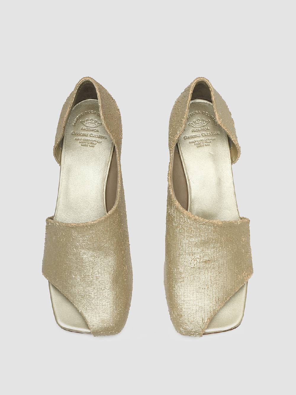 Officine Creative TESSA 009 Gold Leather Mule Sandals Negozio