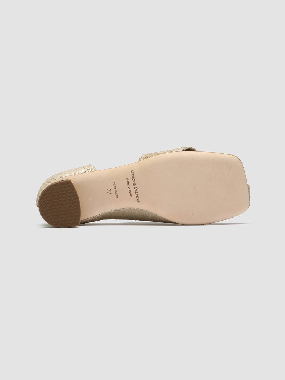 Officine Creative TESSA 009 Gold Leather Mule Sandals Negozio
