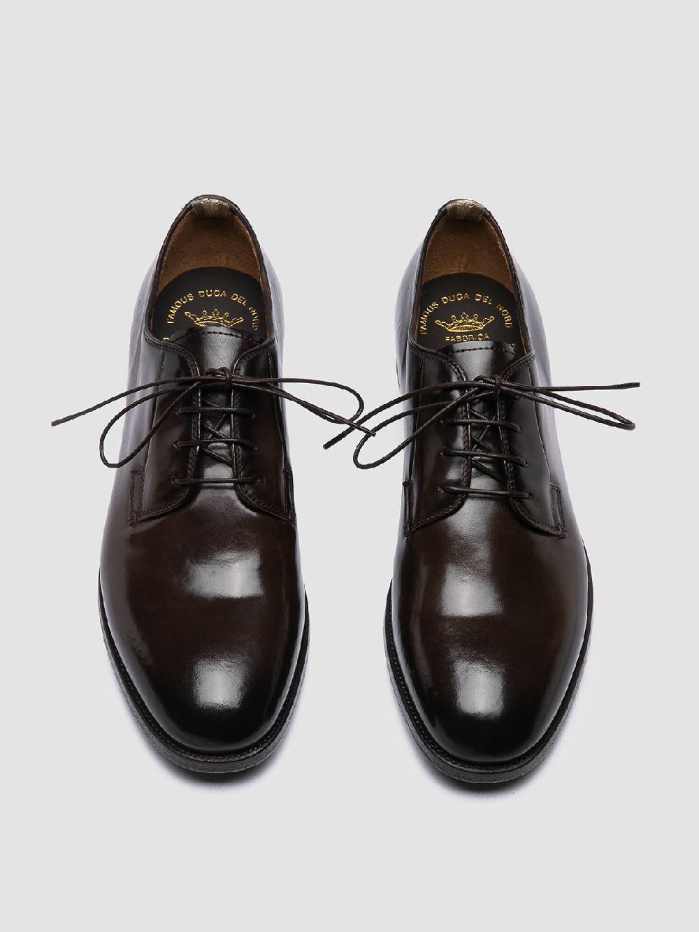 Officine Creative VANDERBILT CAOU 013 Scarpe Derby Marrone Scuro in Pelle Prezzo Ridotto