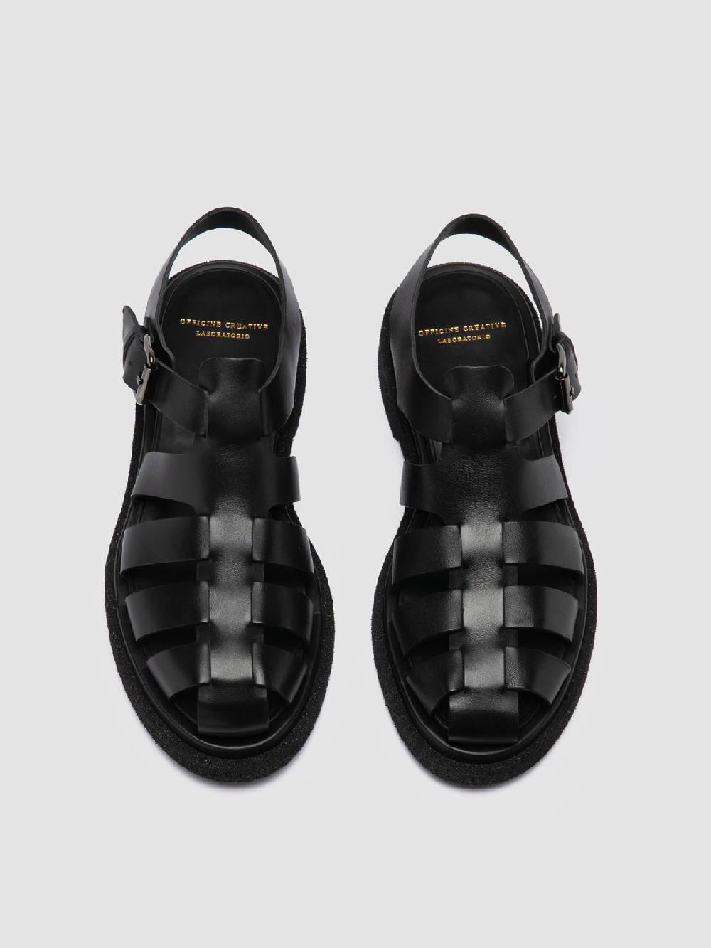 Officine Creative TONAL 18 Black Leather Sandals Outlet