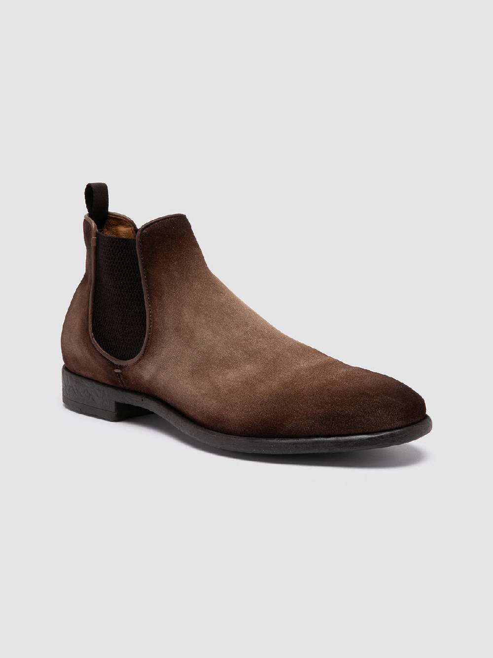 Officine Creative CETON 647 Stivaletti Chelsea in Pelle Scamosciata Marrone Saldi Di Fabbrica