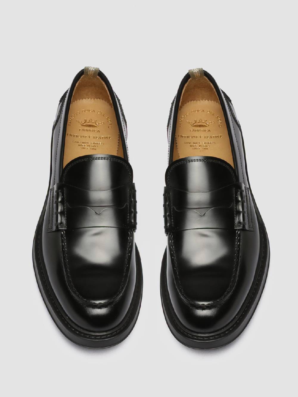 Officine Creative UNIFORM 001 Mocassini in Pelle Nera Pezzi Unici
