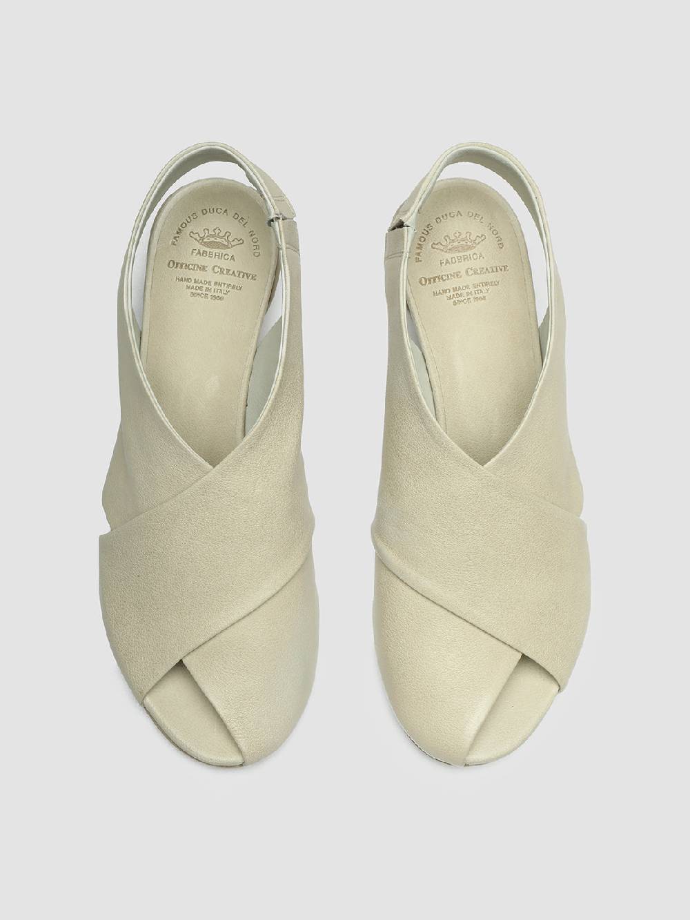 Officine Creative HELYETTE 024 Off White Leather Slide Sandals Economico