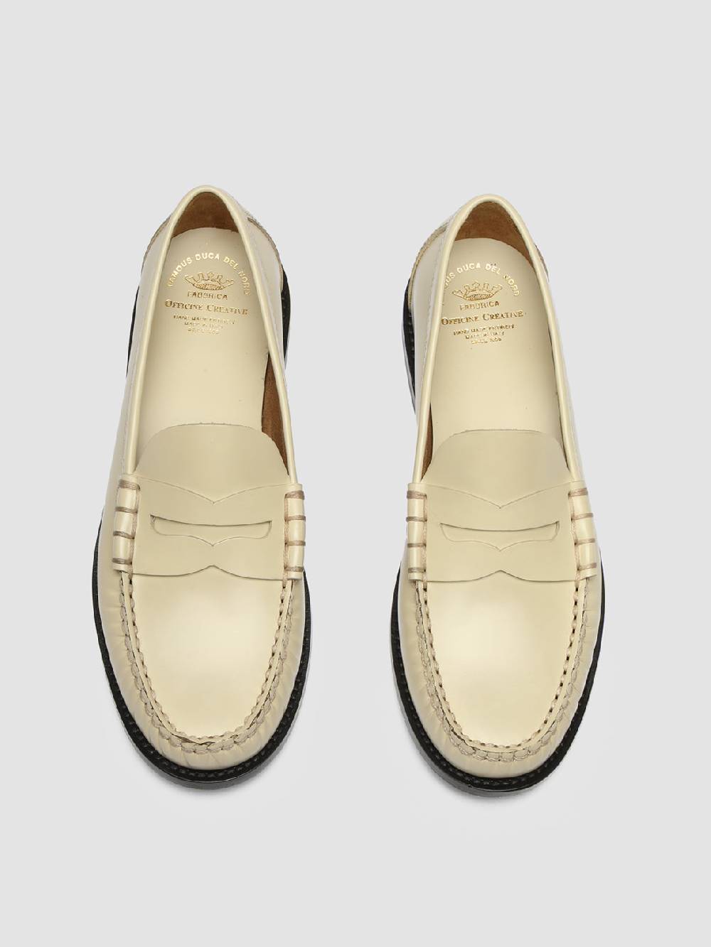 Officine Creative ZIVAGO 103 Ivory Leather Penny Loafers Vendita Calda