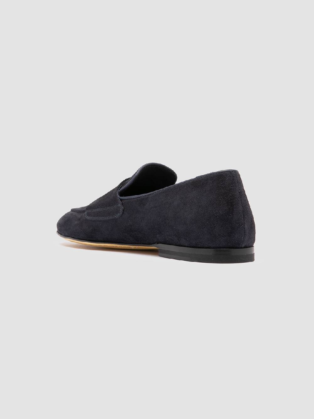 Officine Creative AIRTO 010 Mocassini Penny in Pelle Scamosciata Blu Pezzi Unici