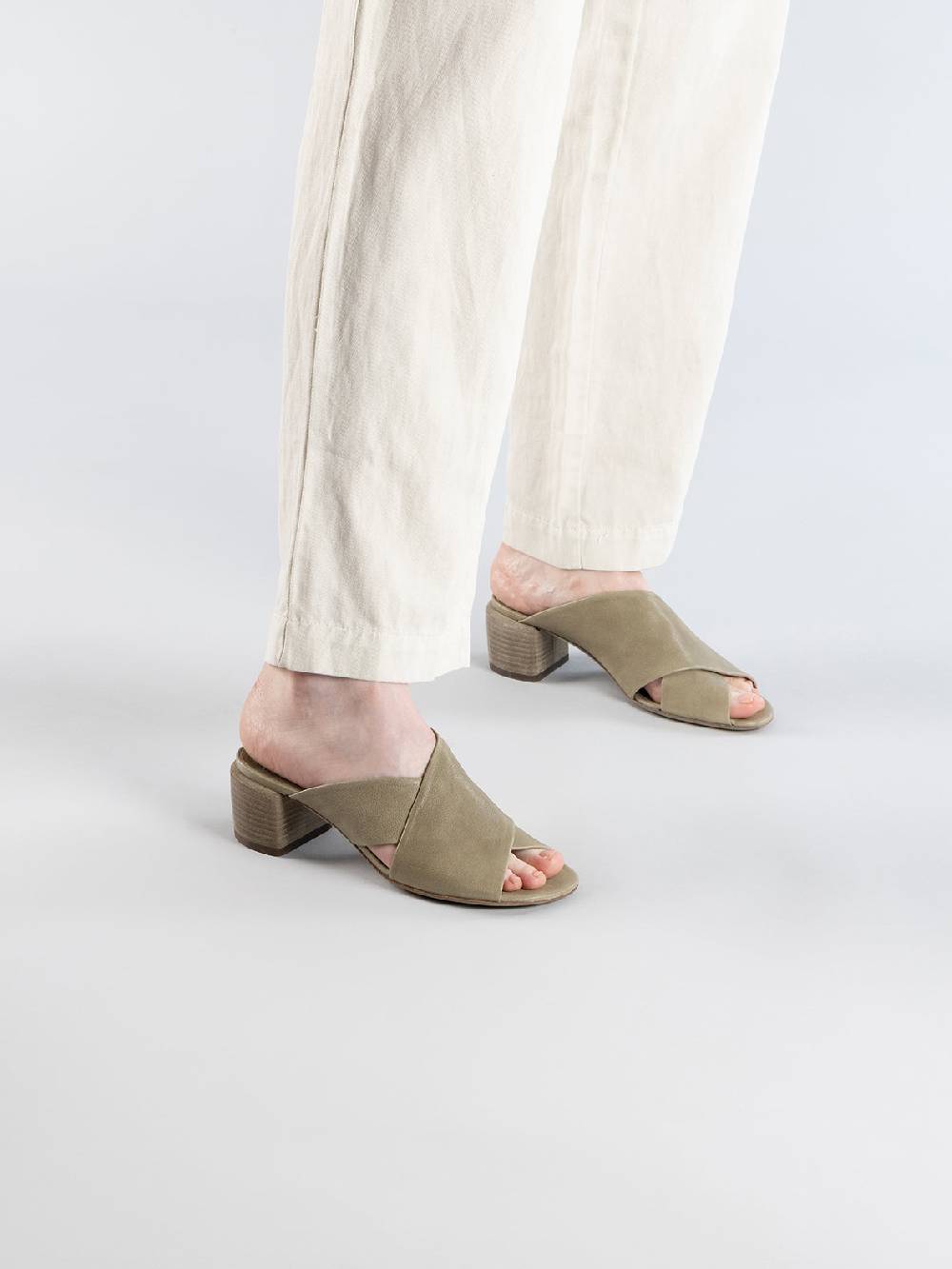 Officine Creative HADRY 007 Sandali Slide in Pelle Verde Offerte