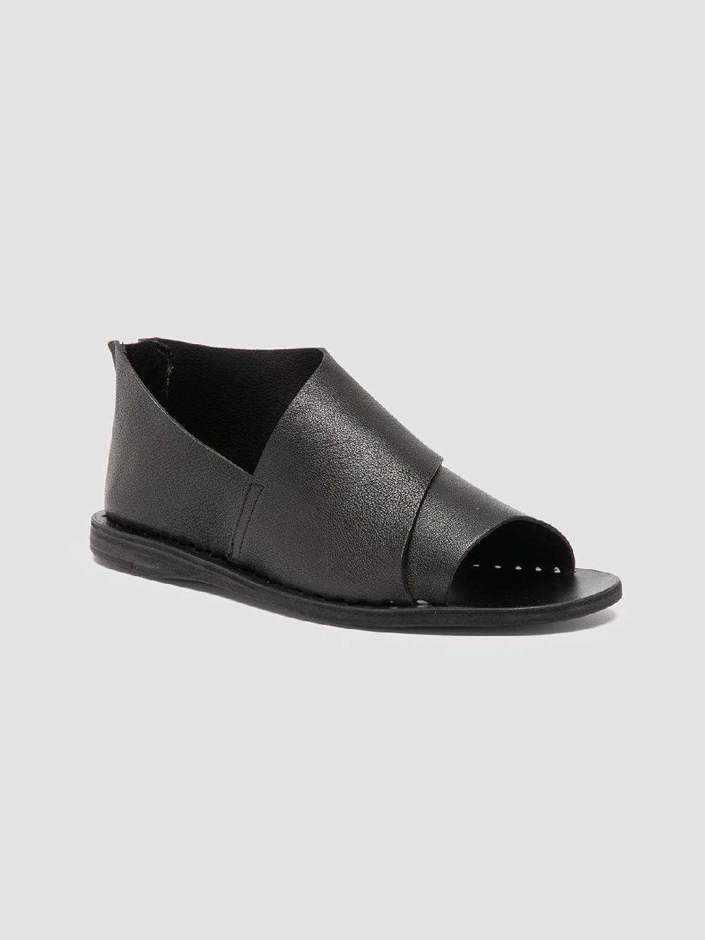 Officine Creative ITACA 046 Scarpe a Punta Aperta in Pelle Nera Vendita Economica