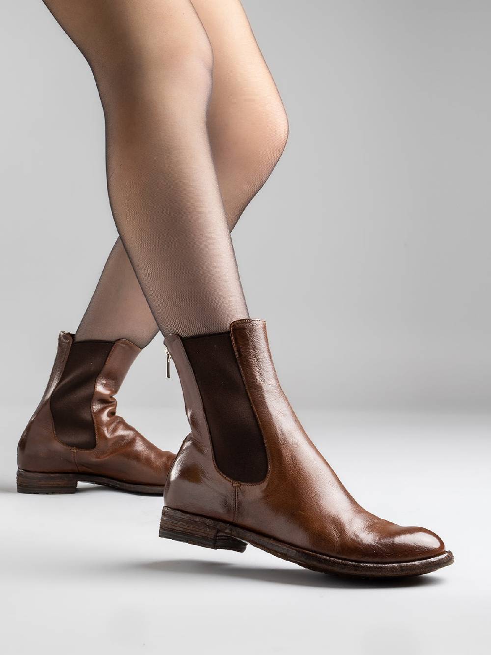 Officine Creative LEXIKON 073 Stivaletti Chelsea in Pelle Marrone Offerta temporanea