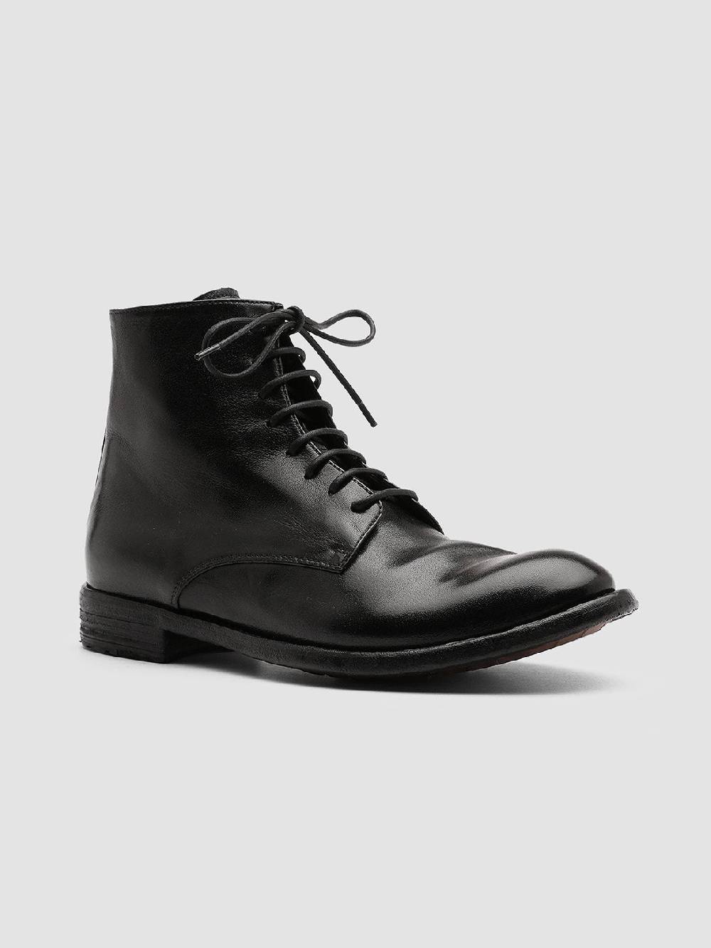 Officine Creative LEXIKON 123 Stivaletti in Pelle Nera con Zip Nuovo