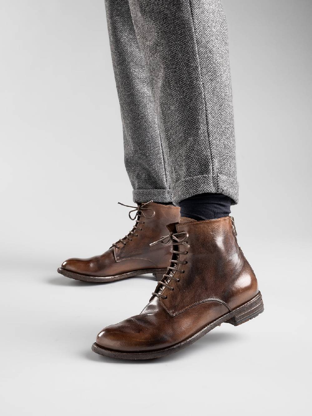 Officine Creative LEXIKON 123 Stivaletti in Pelle Marrone con Zip Qualità