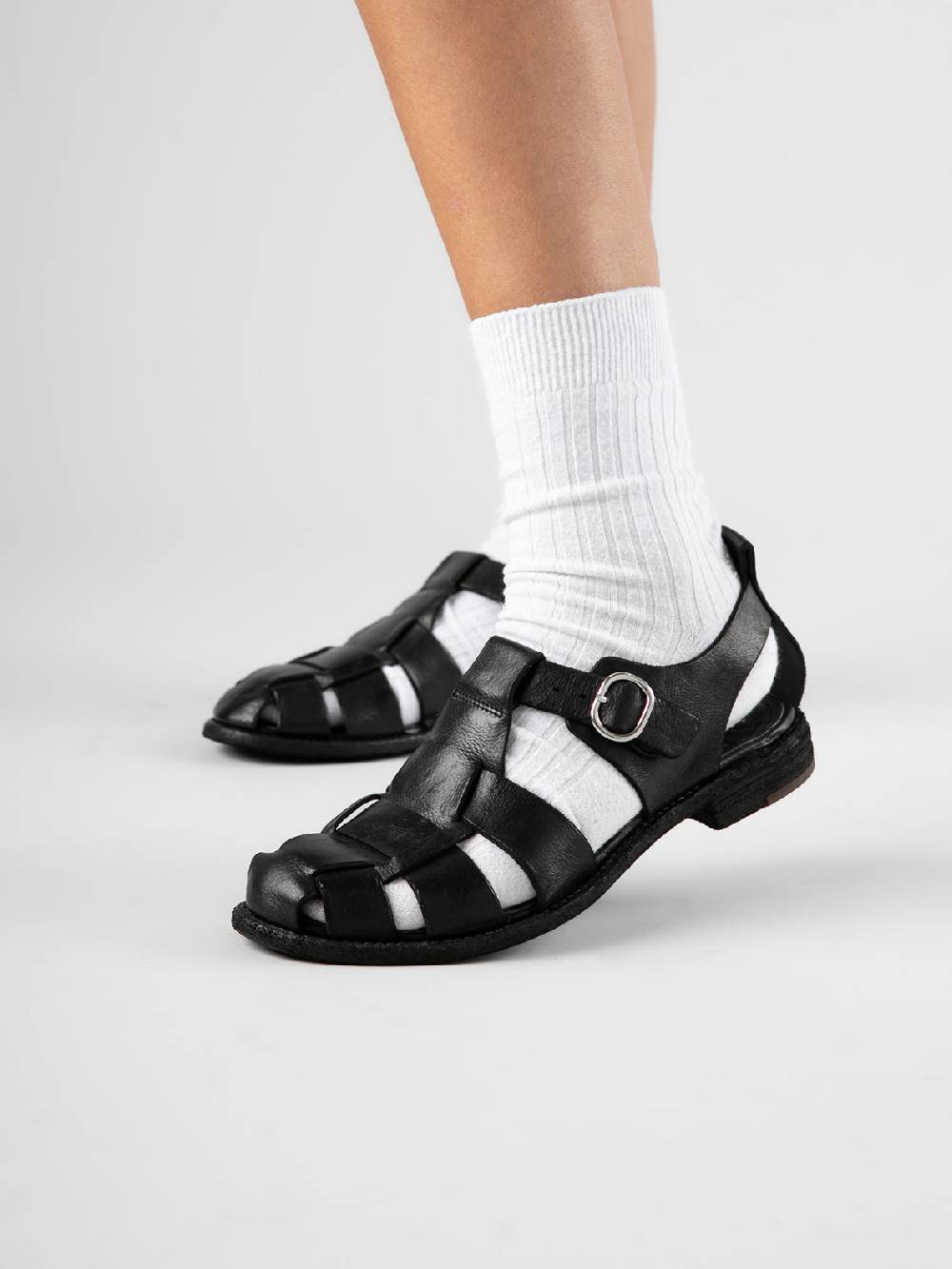 Officine Creative LEXIKON 536 Sandali in Pelle Nera Shopping Online