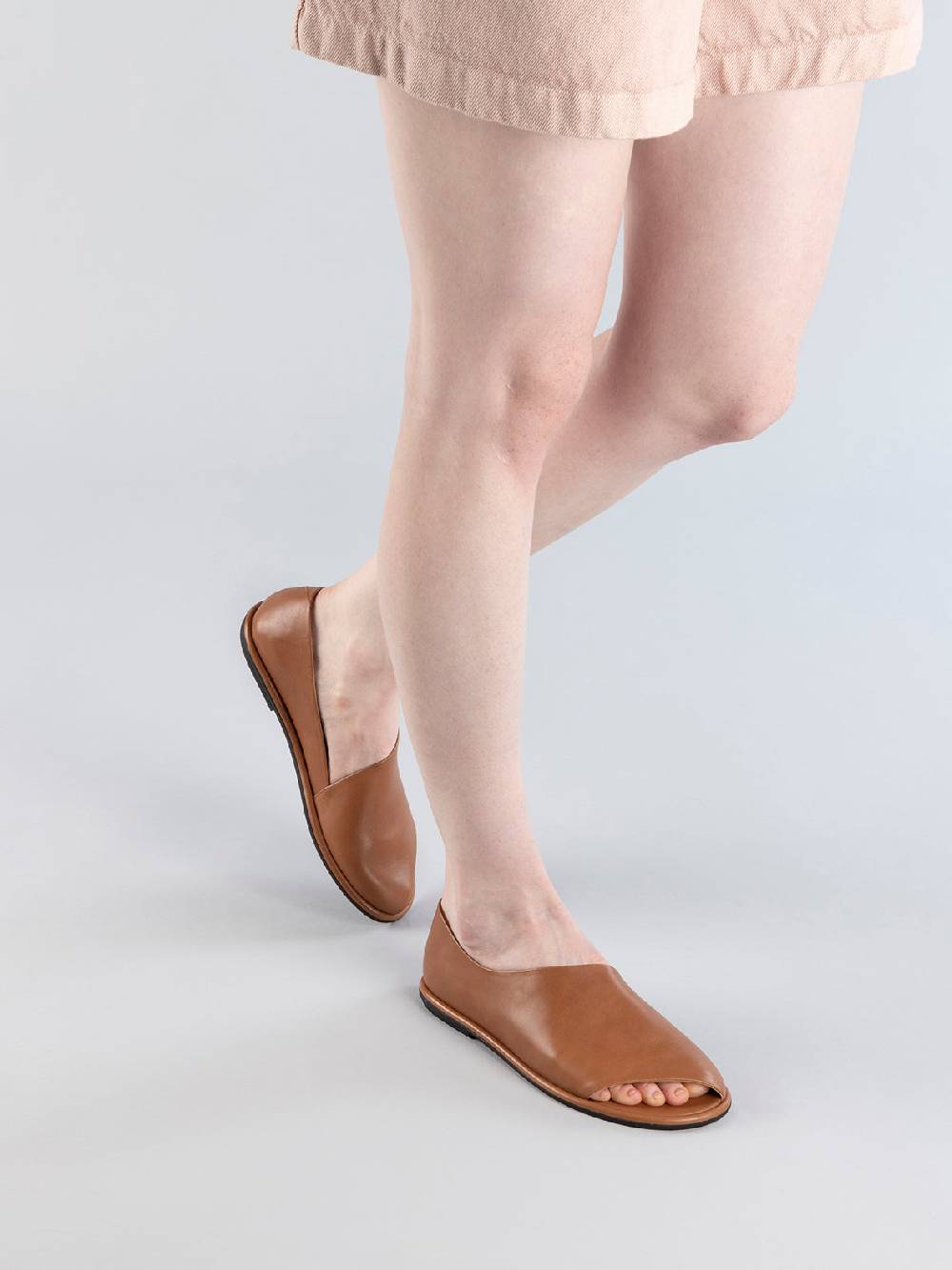Officine Creative MIENNE 102 Scarpe Peep Toe in Pelle Marrone Saldi