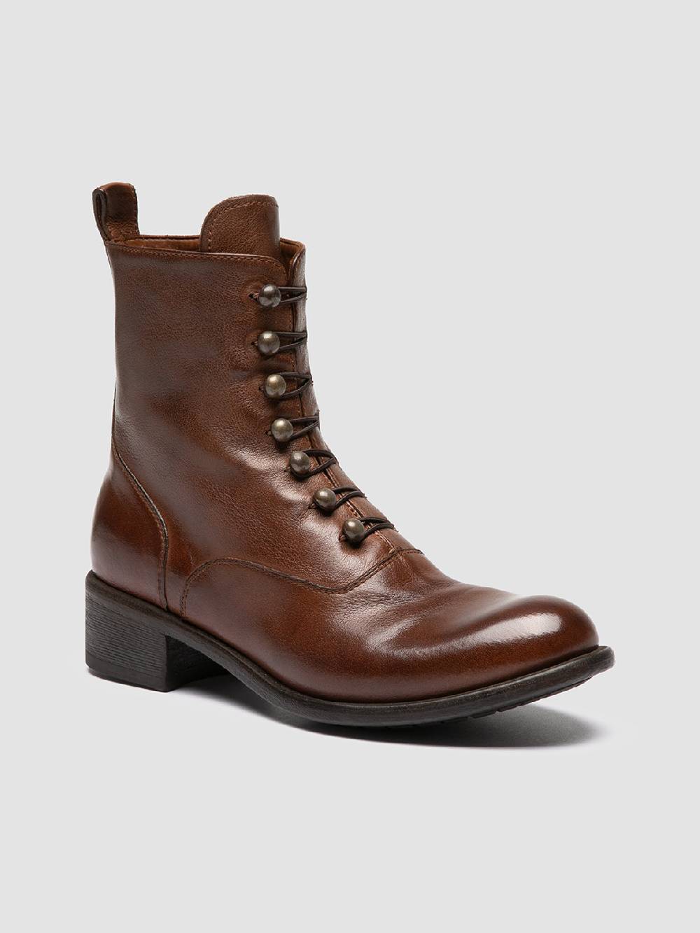 Officine Creative LIS 006 Stivali con Zip in Pelle Marrone Vendita Calda