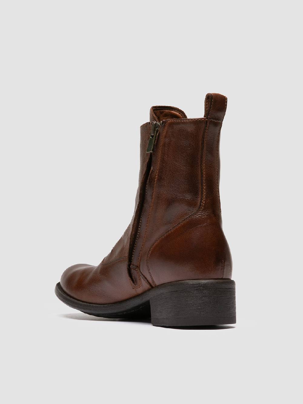 Officine Creative LIS 006 Stivali con Zip in Pelle Marrone Vendita Calda
