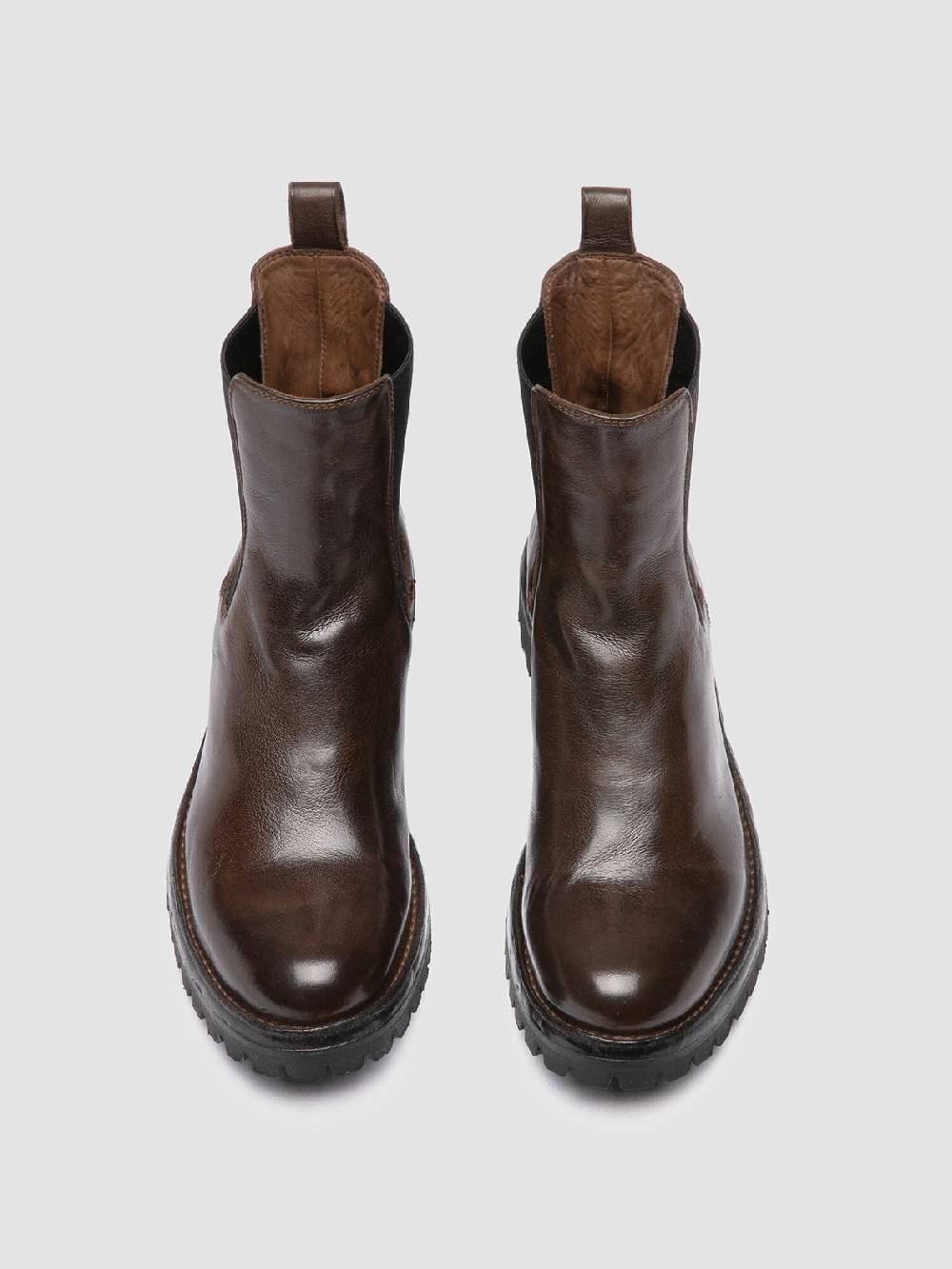 Officine Creative LORAINE 004 Stivaletti Chelsea in Pelle Marrone Saldi Di Fabbrica