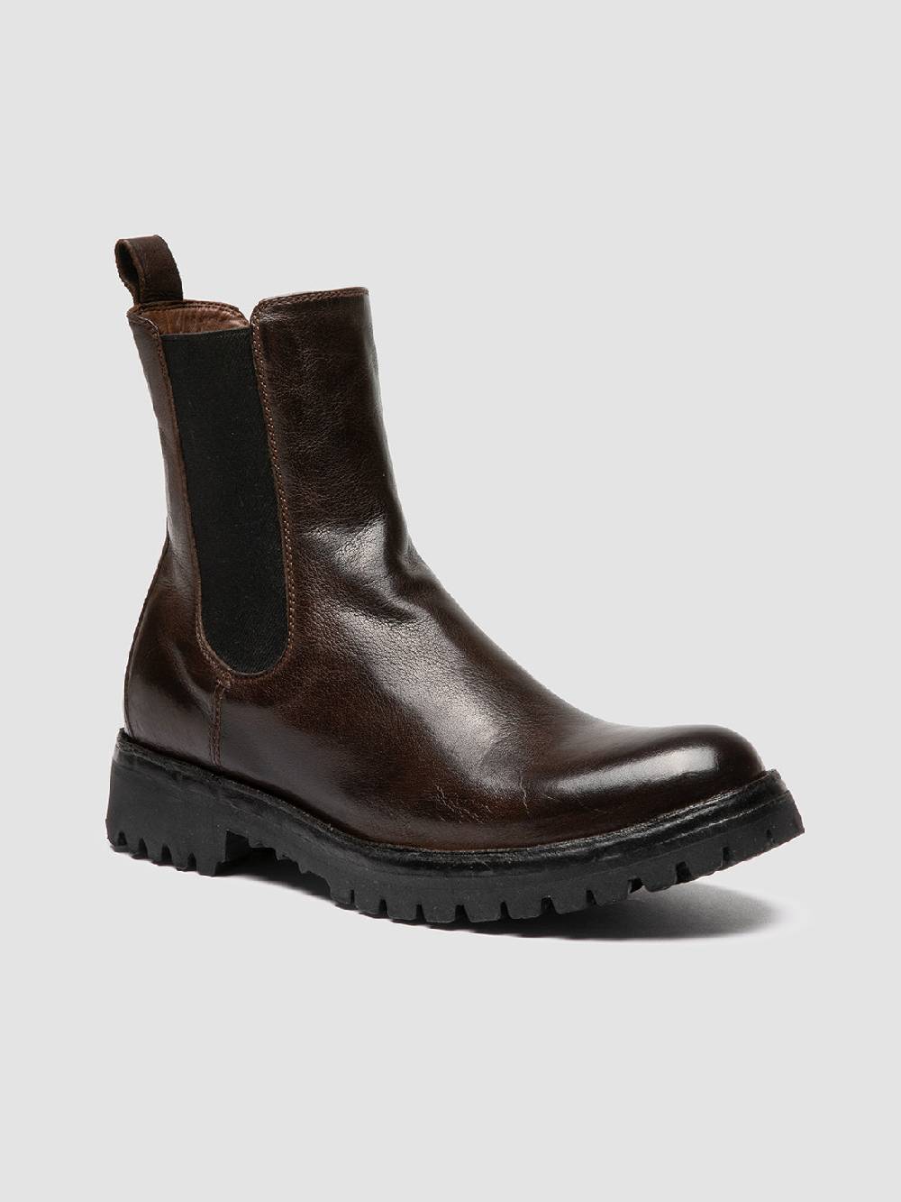 Officine Creative LORAINE 004 Stivaletti Chelsea in Pelle Marrone Saldi Di Fabbrica
