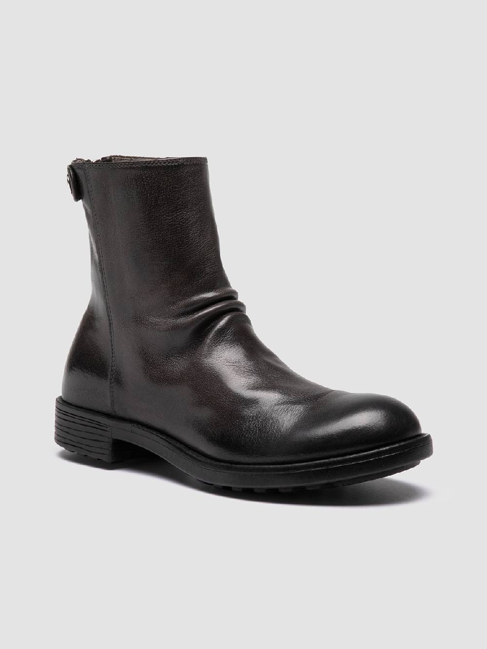 Officine Creative SERGEANT 104 Stivali con Zip in Pelle Grigia Sconti questo mese