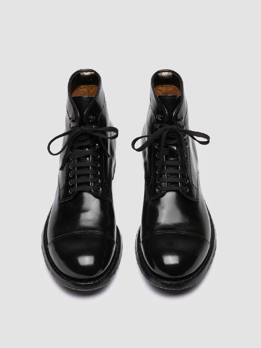Officine Creative ADMIRAL 005 Stivali Stringati in Pelle Nera Negozi Online