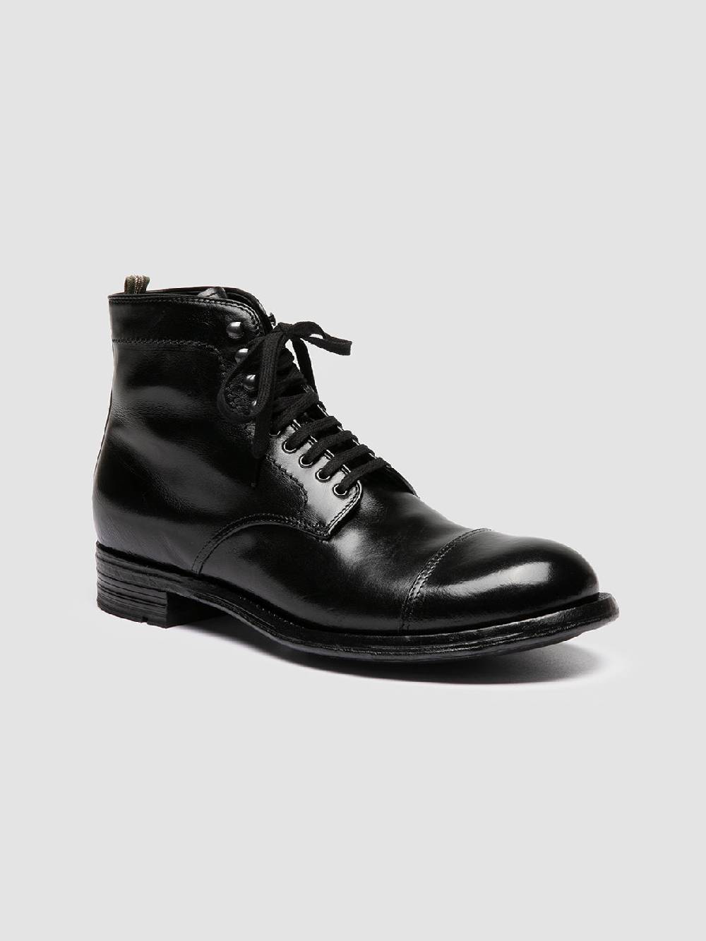 Officine Creative ADMIRAL 005 Stivali Stringati in Pelle Nera Negozi Online