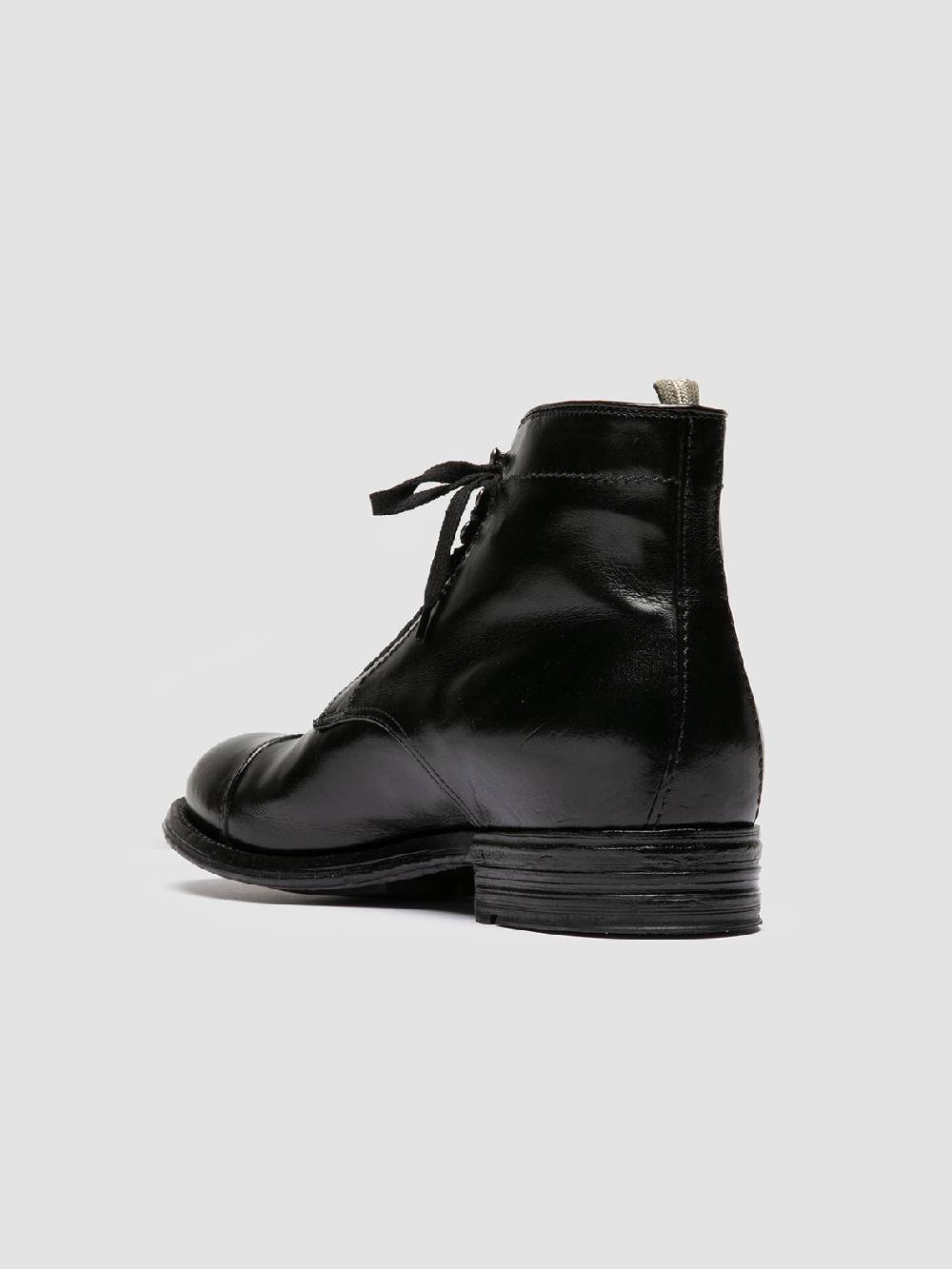 Officine Creative ADMIRAL 005 Stivali Stringati in Pelle Nera Negozi Online