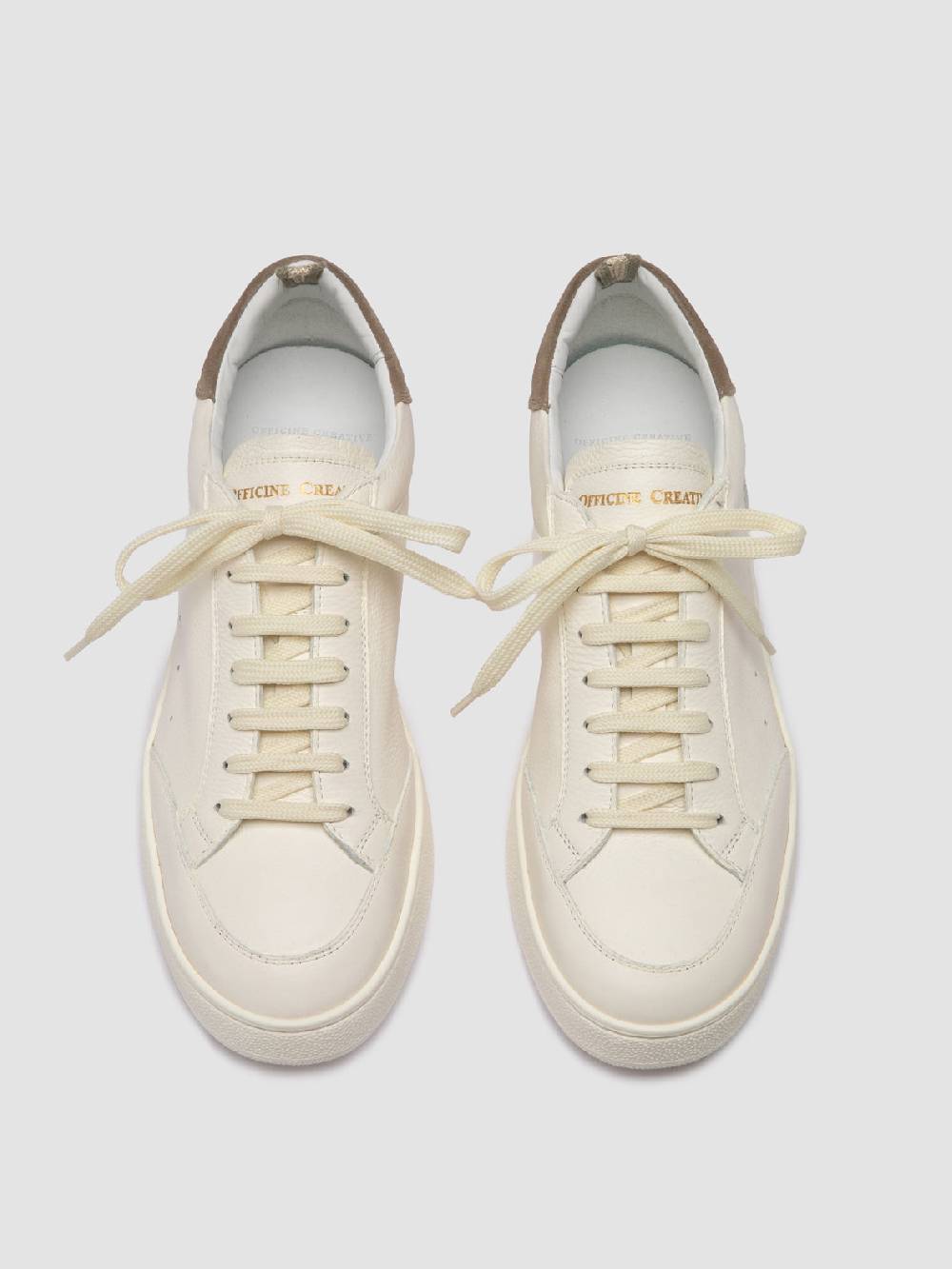 Officine Creative THE DIME 001 Sneaker Basse in Pelle Scamosciata Bianca Pezzi Unici
