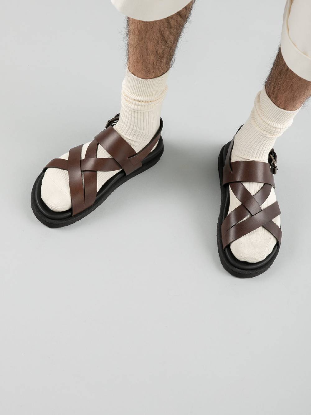 Officine Creative CHARRAT 002 Sandali in Pelle Nera Convenienza