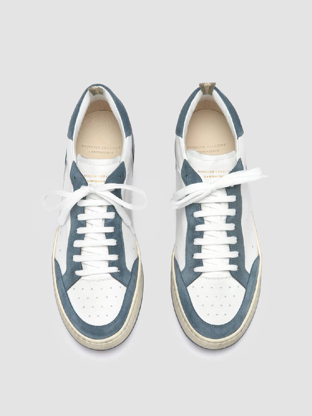 Officine Creative MAGIC 001 Sneakers Basse in Pelle e Camoscio Bianca Saldi