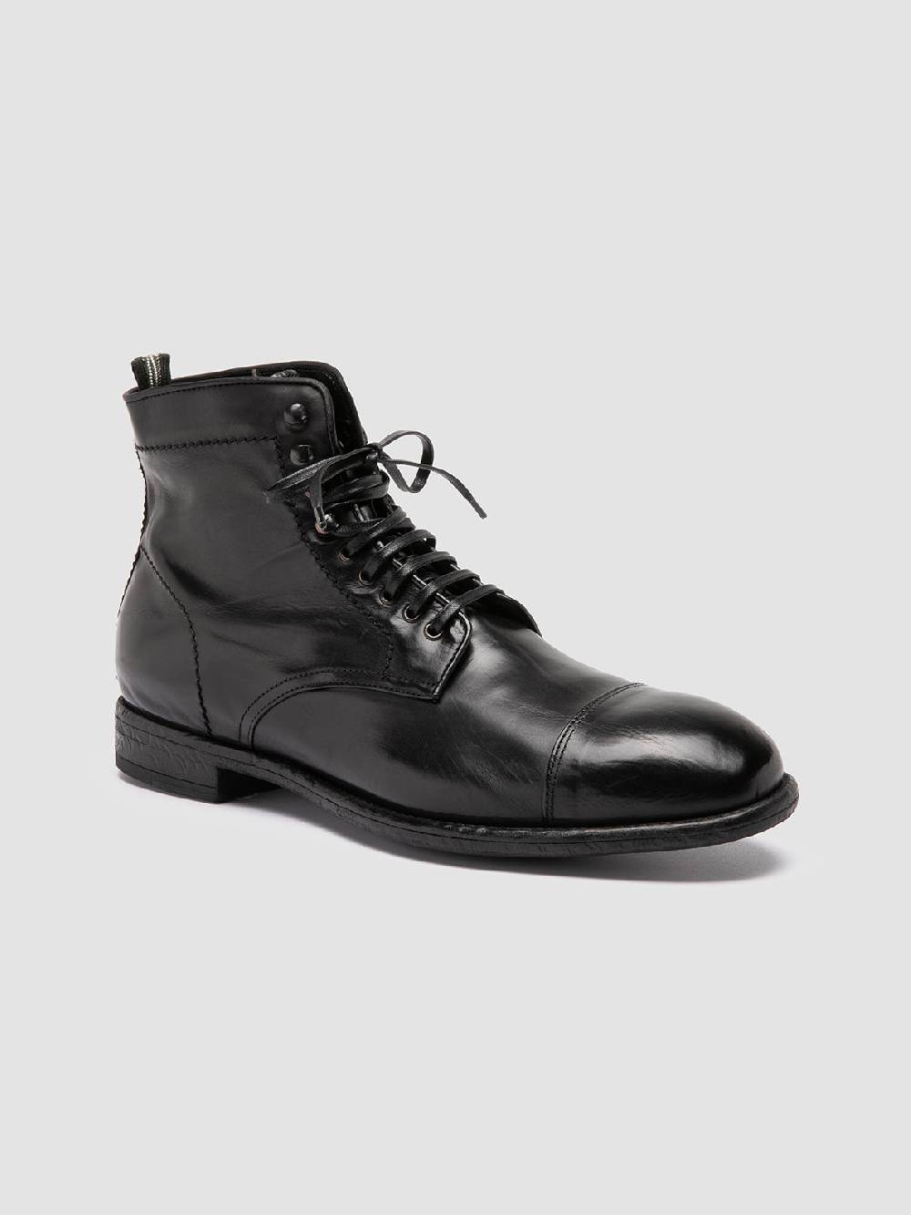 Officine Creative EMORY CAOU 014 Stivali Neri in Pelle Saldi Di Fabbrica