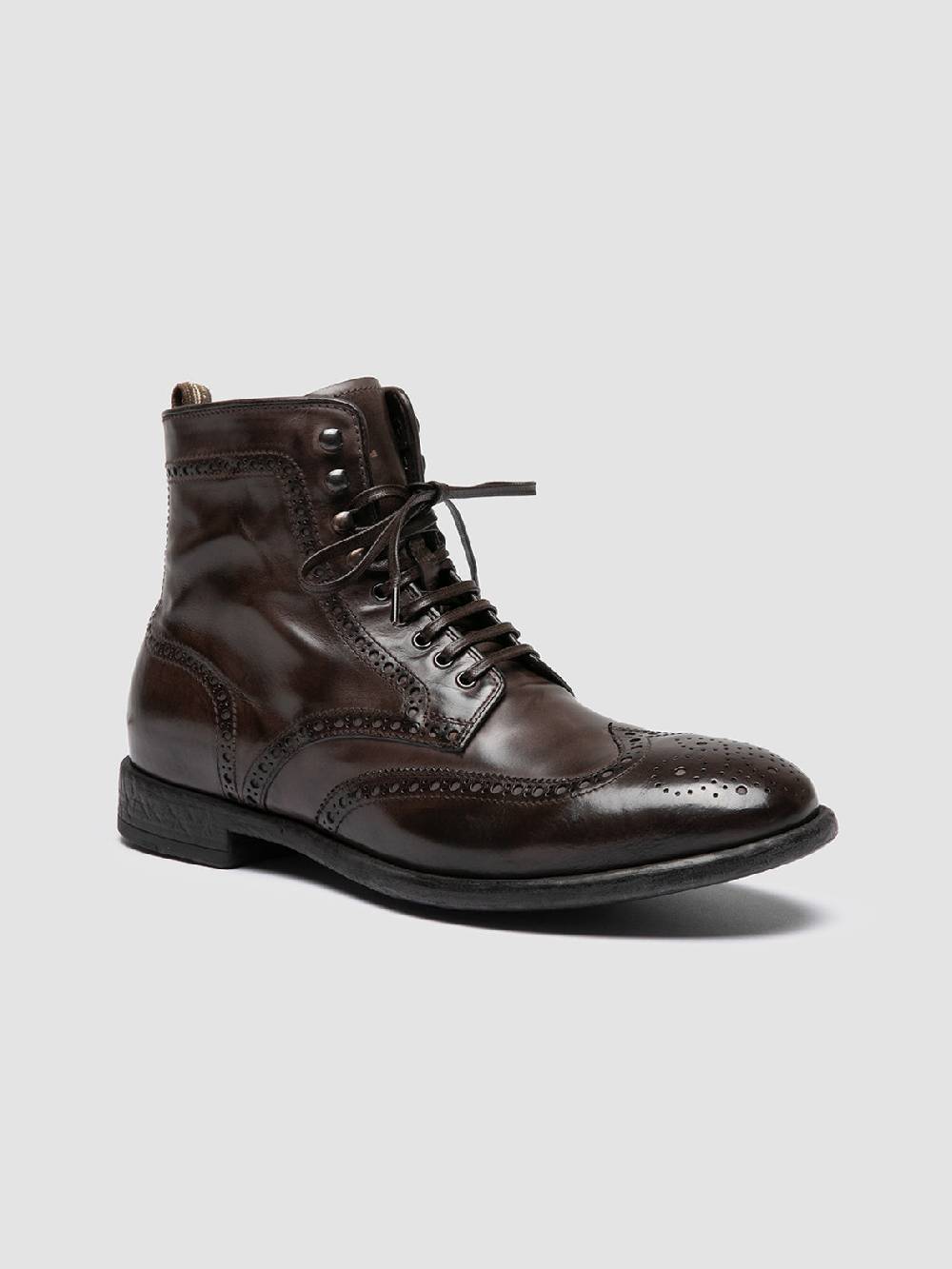 Officine Creative EMORY CAOU 014 Stivali Marrone Scuro in Pelle In Saldo