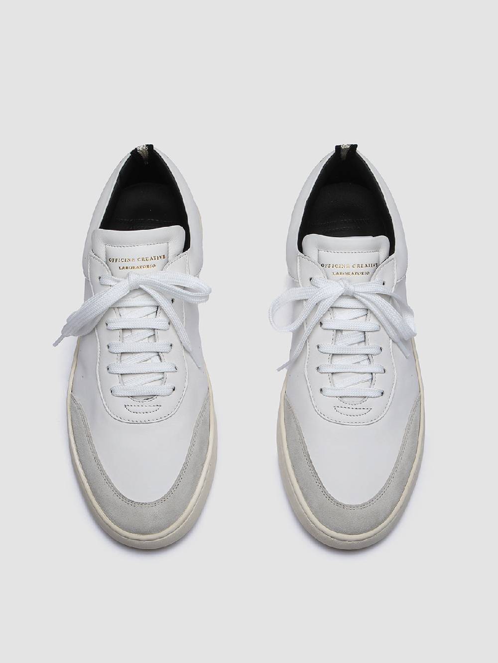 Officine Creative KRIS LUX 001 Sneakers in Pelle Liscia e Scamosciata Bianca Nuovo
