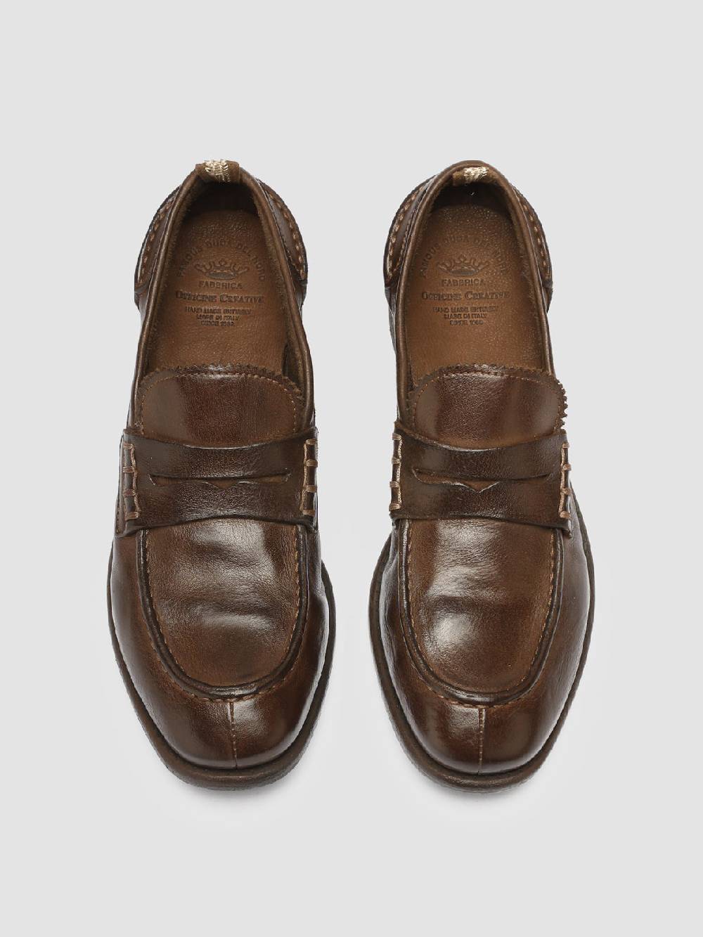 Officine Creative CALIXTE 042 Mocassini Penny in Pelle Marrone Promozione Limitata