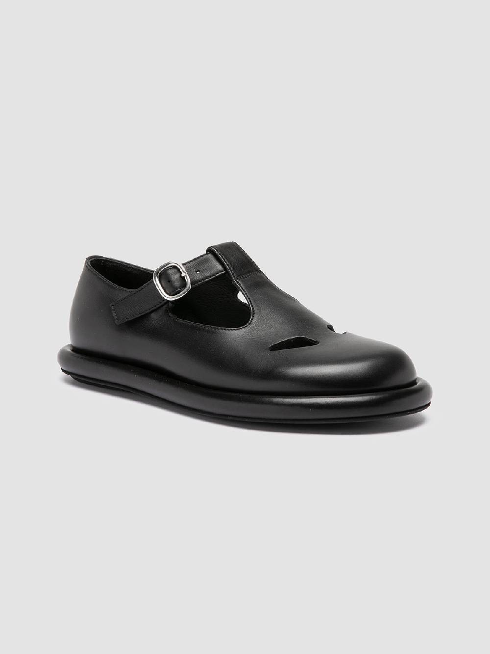 Officine Creative ESTENS 106 Scarpe Basse T-Bar in Pelle Nera Sottocosto
