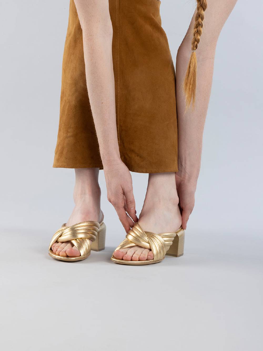 Officine Creative ETHEL 022 Sandali Slide in Pelle Oro Online