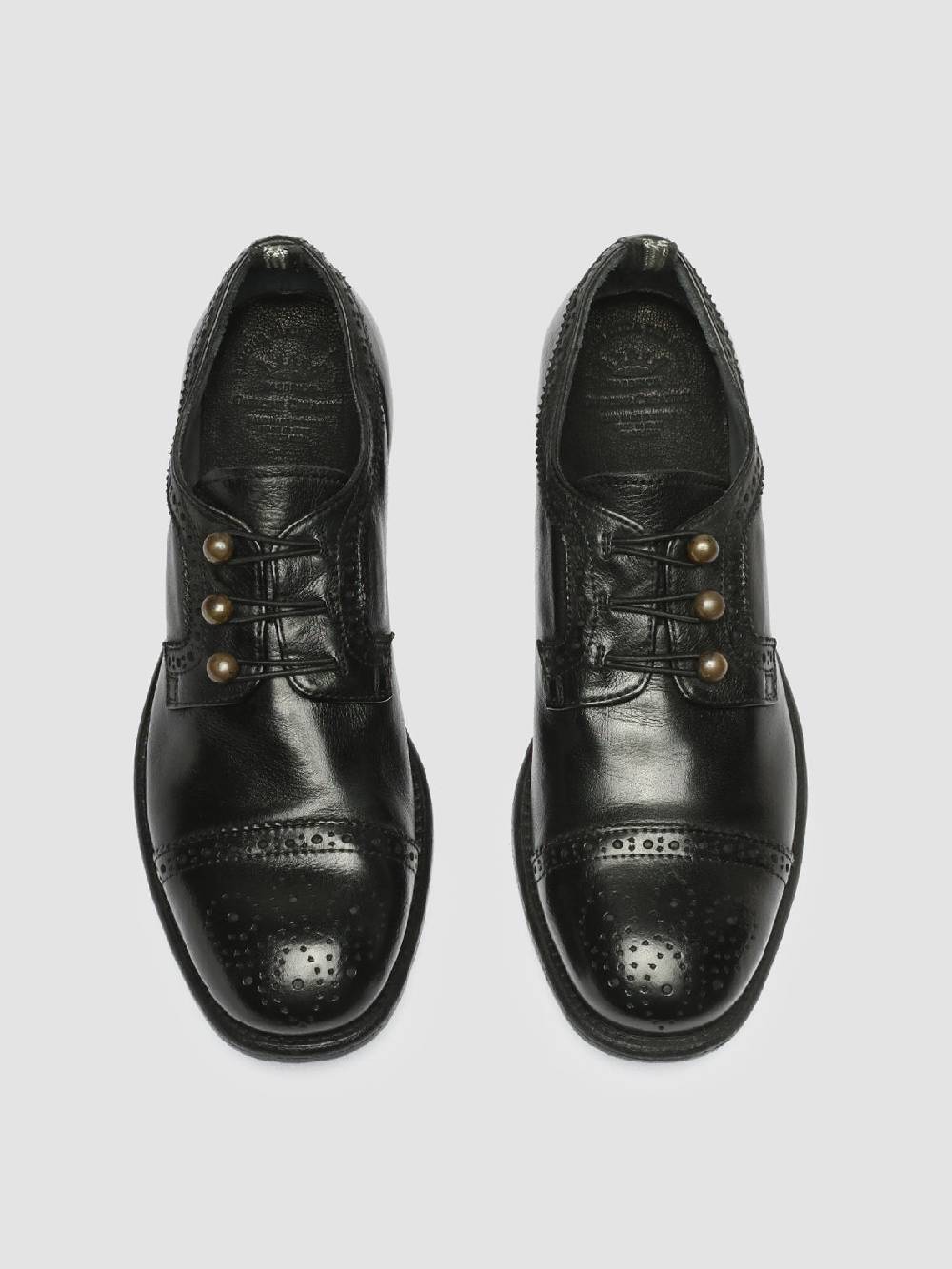 Officine Creative CALIXTE 022 Derby con Motivo Brogue in Pelle Nera Promozione Limitata