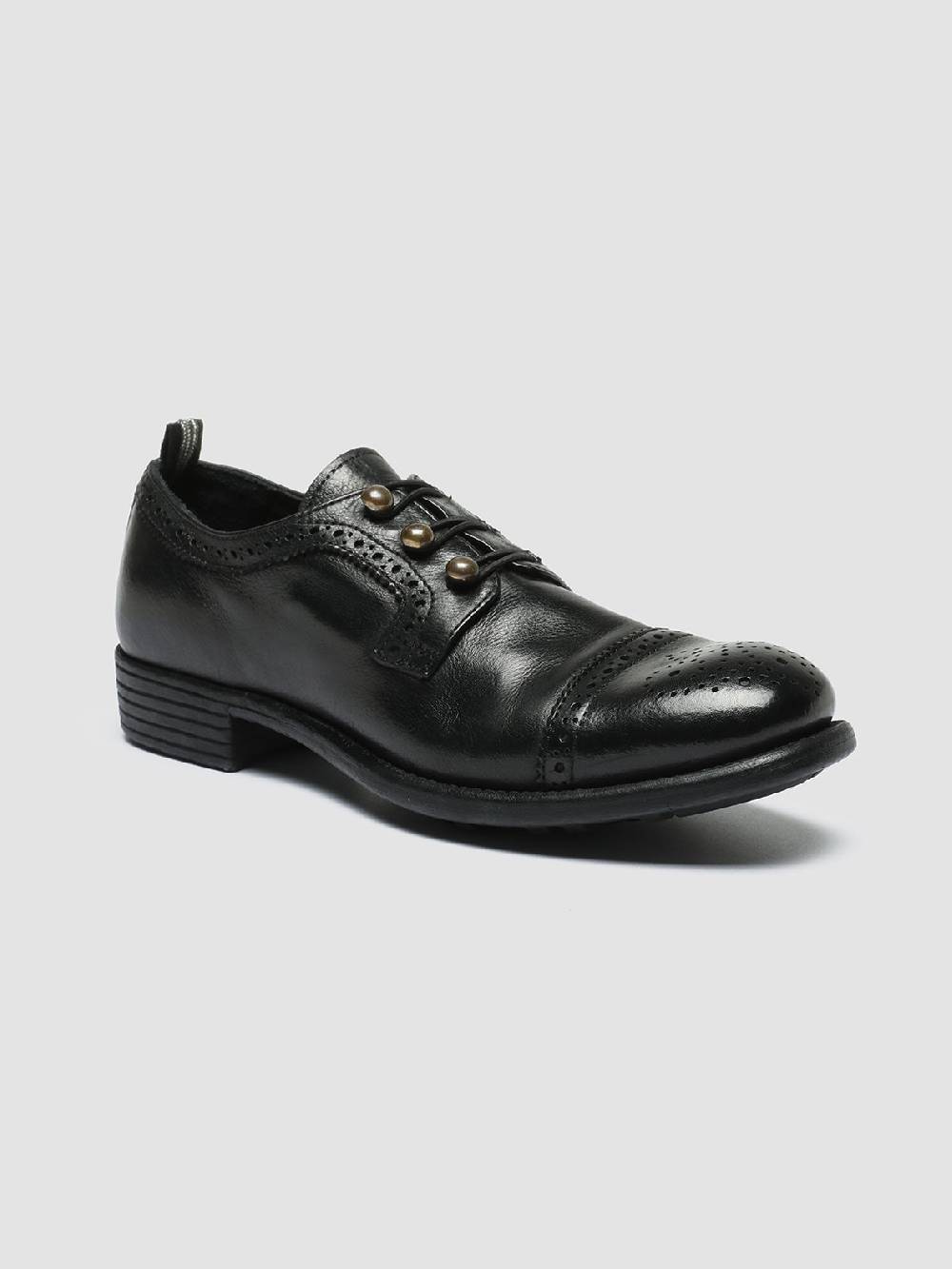 Officine Creative CALIXTE 022 Derby con Motivo Brogue in Pelle Nera Promozione Limitata