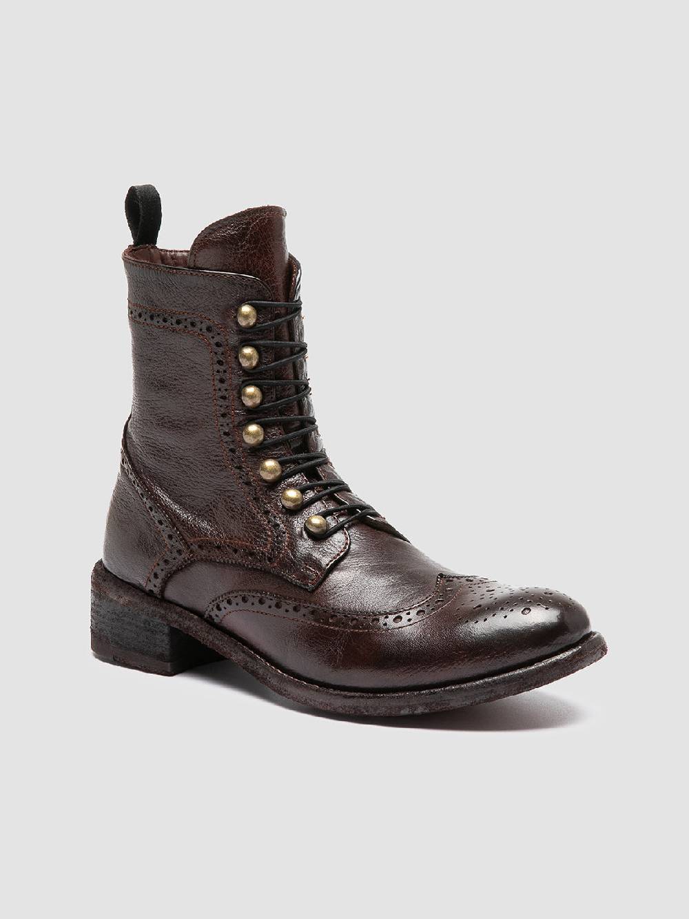 Officine Creative LISON 058 Stivali con Zip in Pelle Marrone Shopping Online