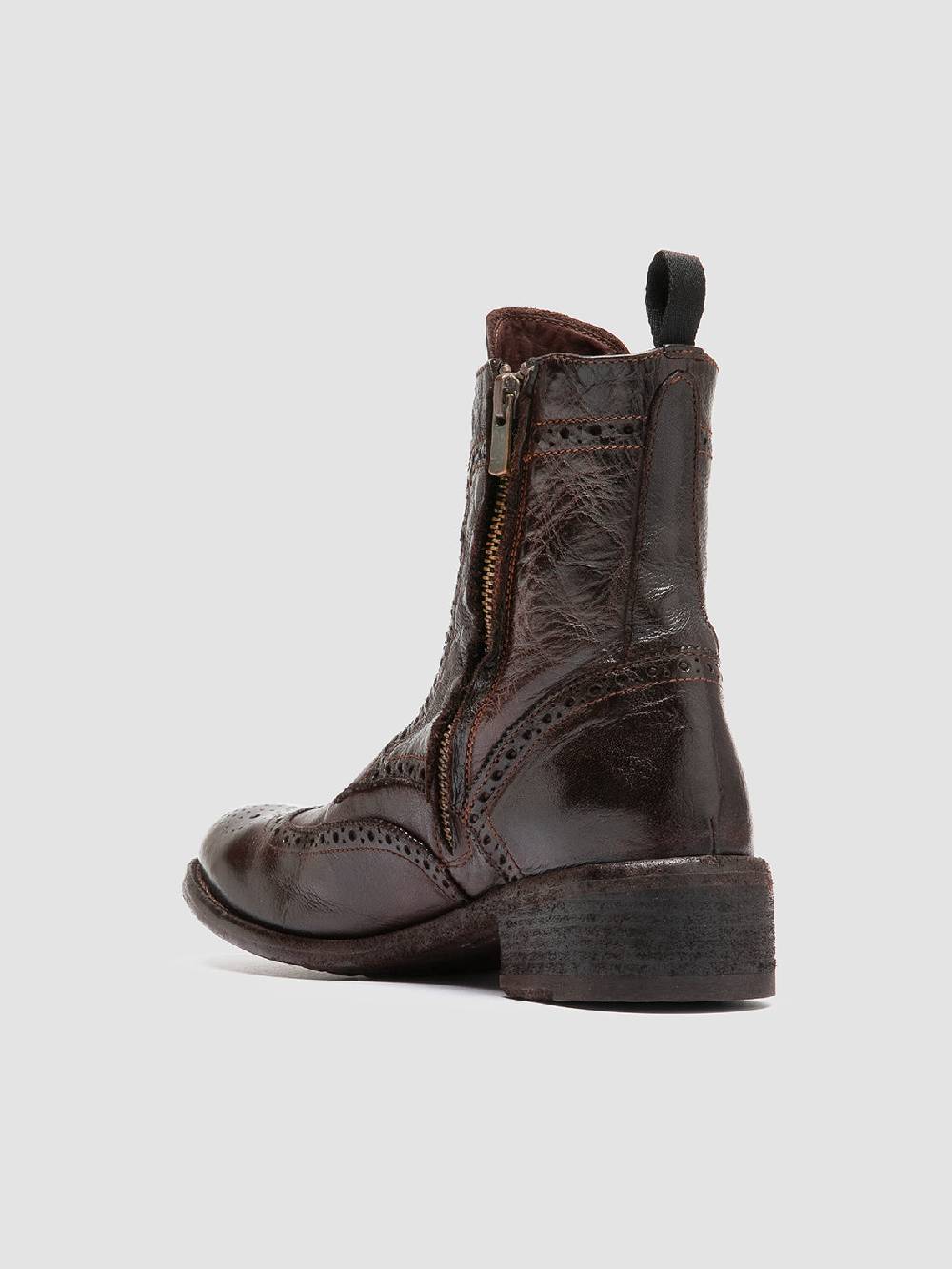 Officine Creative LISON 058 Stivali con Zip in Pelle Marrone Shopping Online