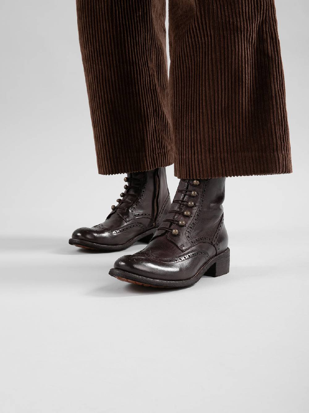 Officine Creative LISON 058 Stivali con Zip in Pelle Marrone Shopping Online