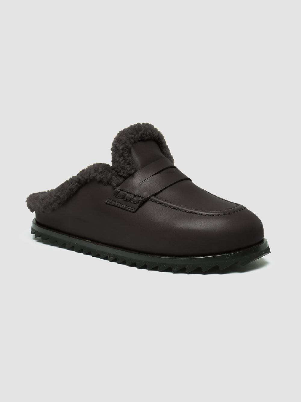 Officine Creative PELAGIE D’HIVER 007 Sabot in Pelle Marrone e Montone Sottocosto